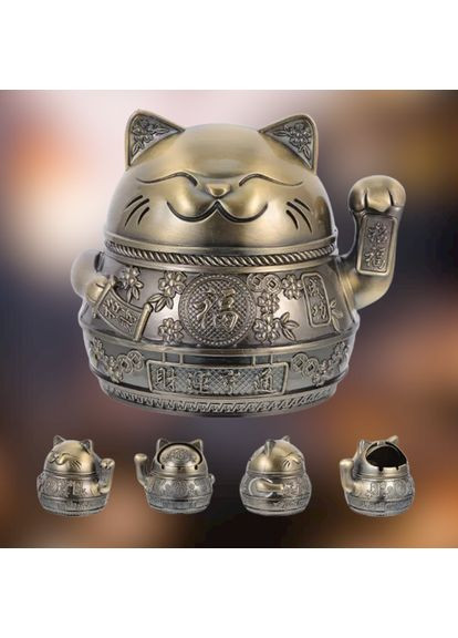 Настільна креативна оригінальна металева попільничка у формі Щасливого Кота No Brand (292260646)