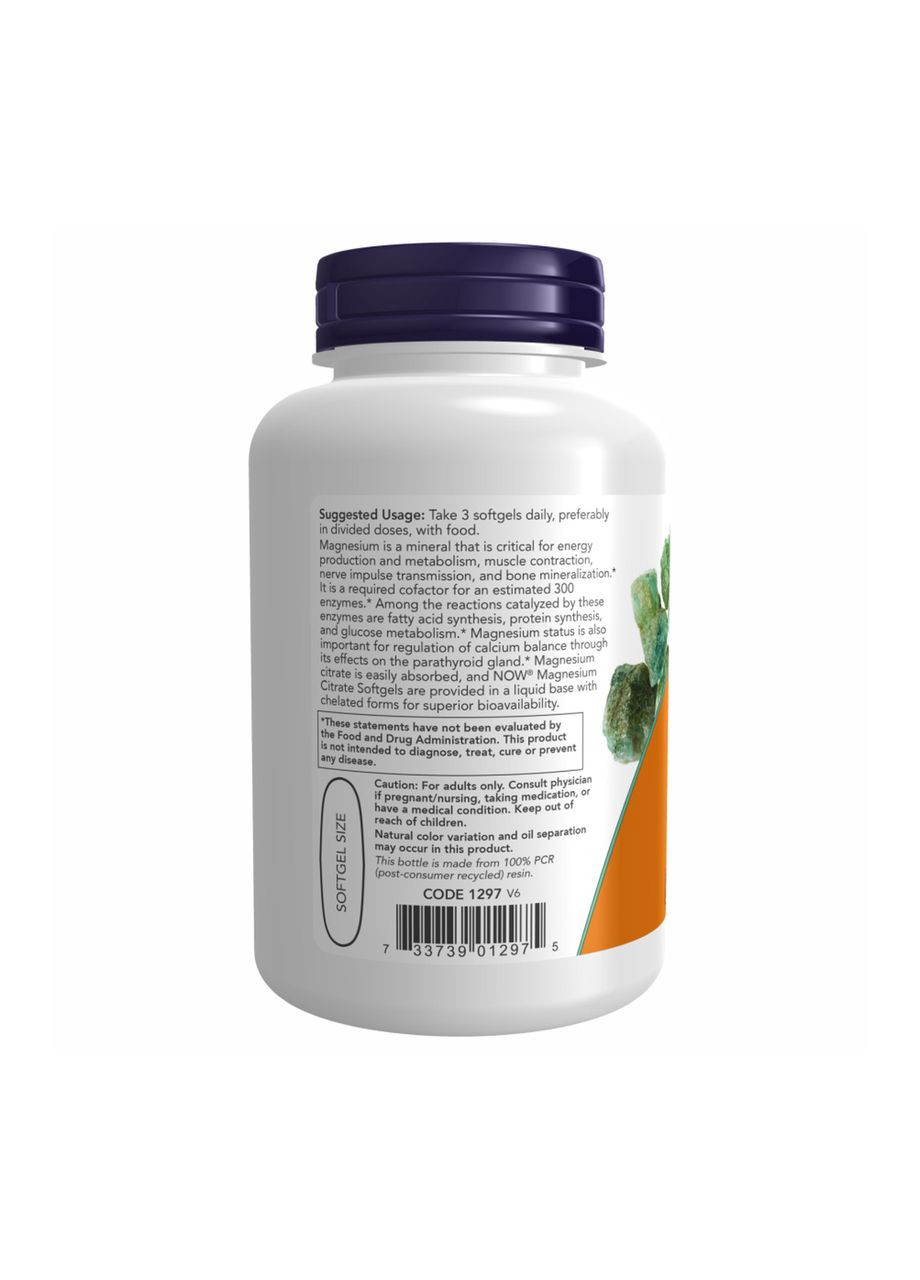 Magnesium Citrate 134mg - 180 sgels Now Foods (369399892)