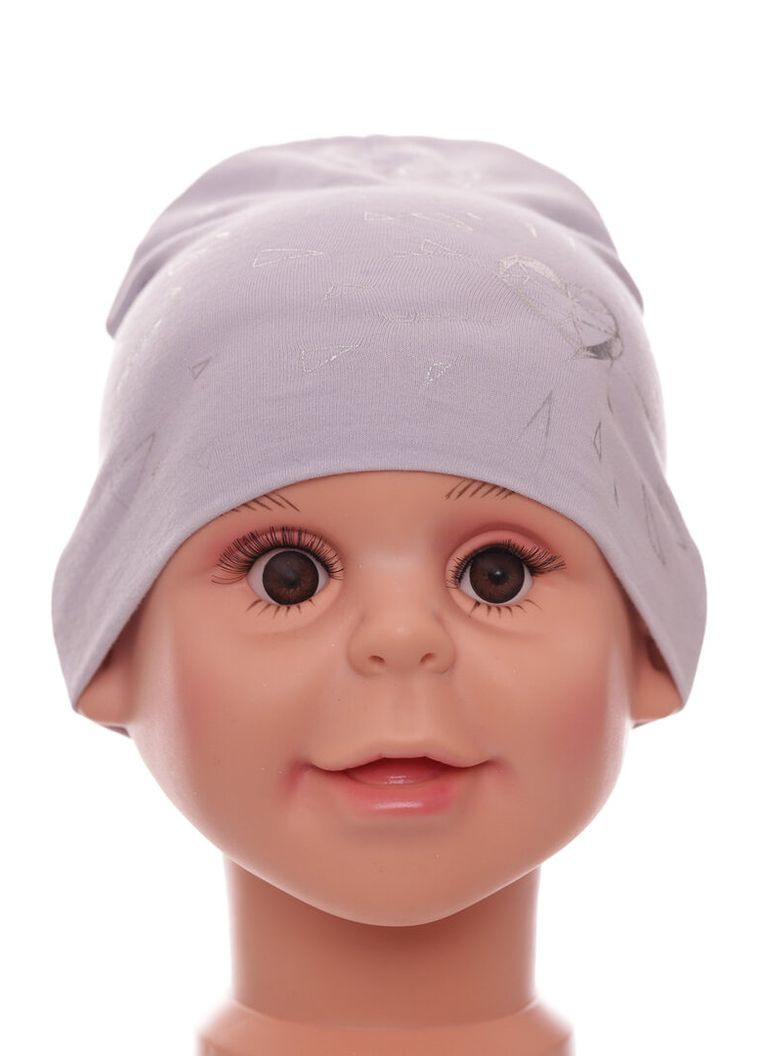Шапка трикотажная для девочки с сердцем светло-серая 12м+ (50956) BABYKROHA (317042697)