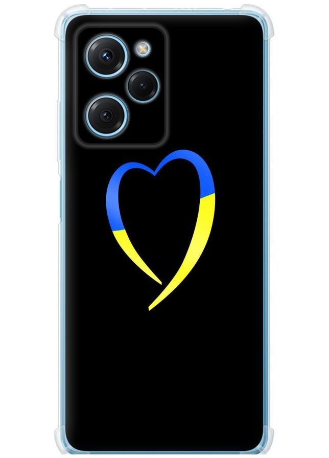 Силіконовий протиударний с посиленими кутами чохол 'Жовто-блакитне серце' для Endorphone Xiaomi Poco X5 Pro 5G (326602391)