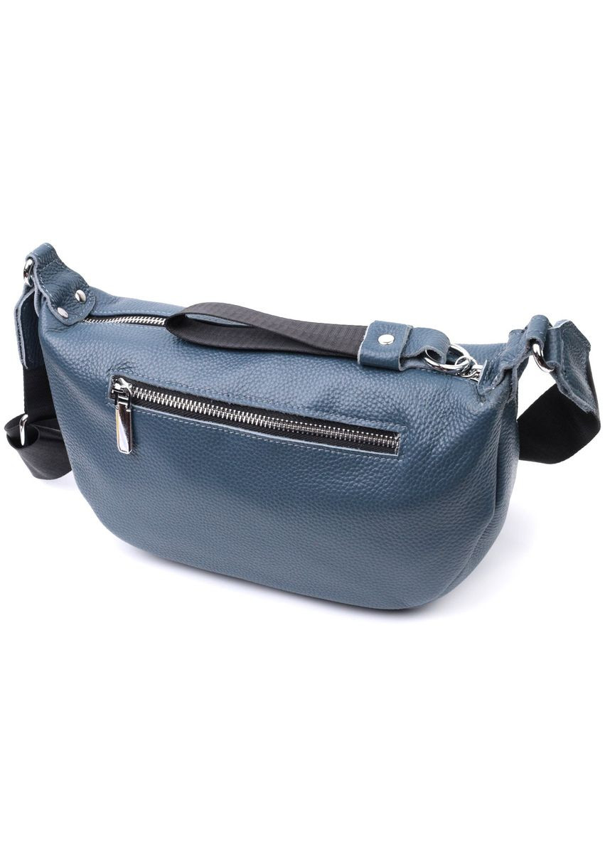 Сумка для жінок через плече з незвичайним бігунком брелоком з натуральної шкіри 22617 Синя Vintage (329148977)