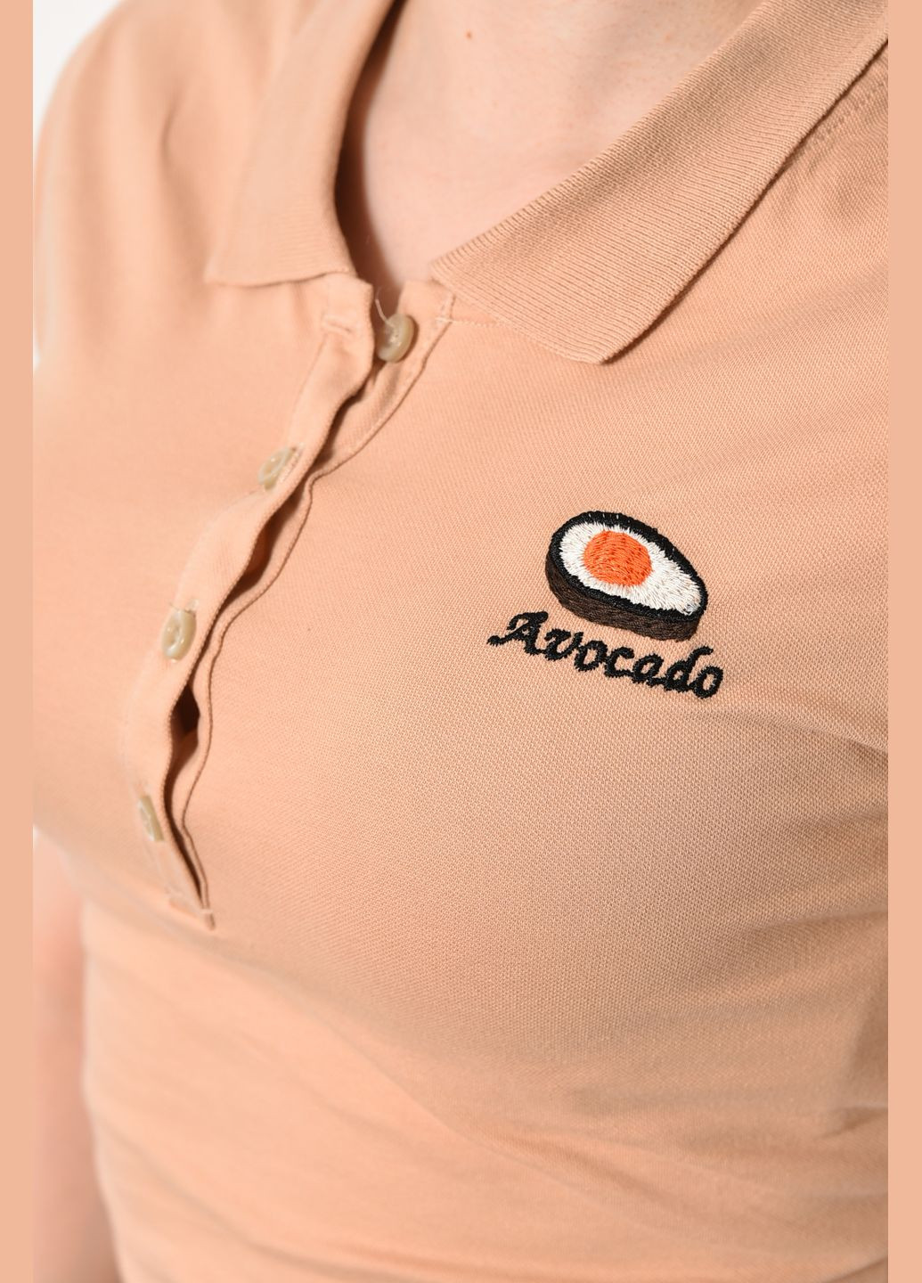 Бежевая летняя футболка женская поло бежевого цвета Let's Shop