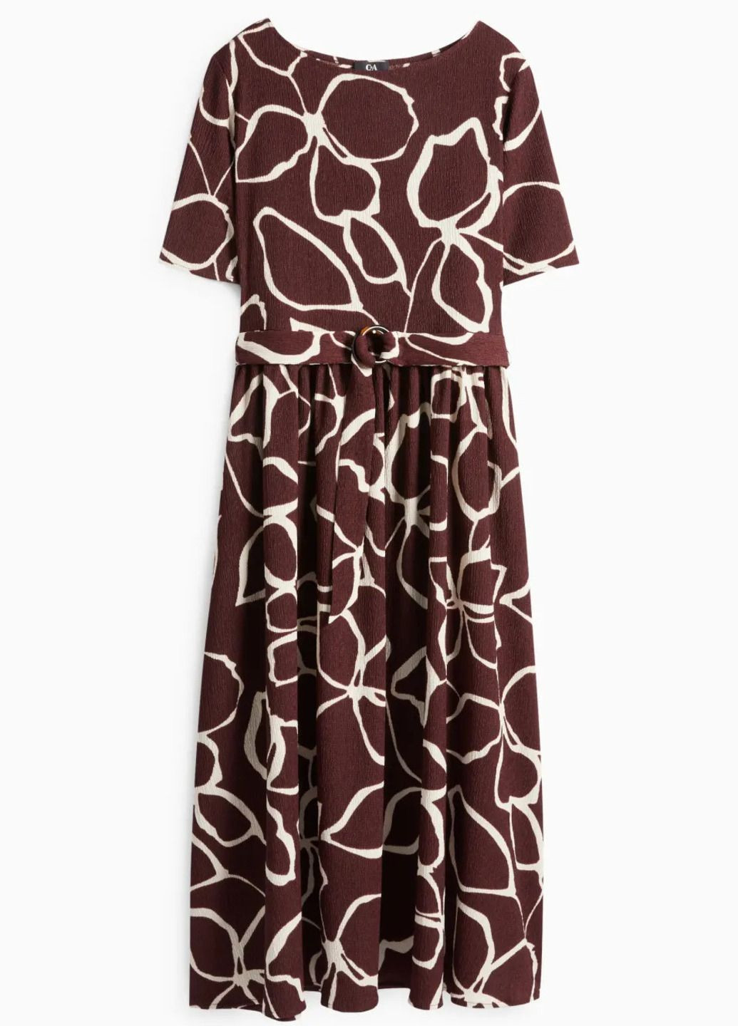 Бордовое платье C&A с цветочным принтом