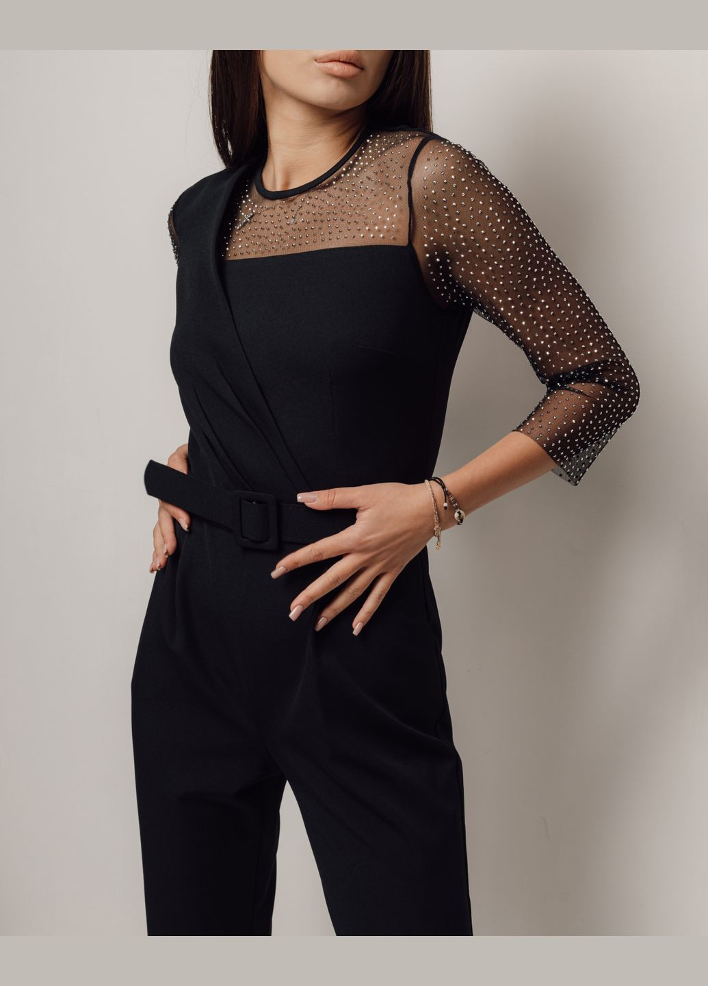 Жіночий комбінезон чорний Esta Line чорний вечірній бавовна