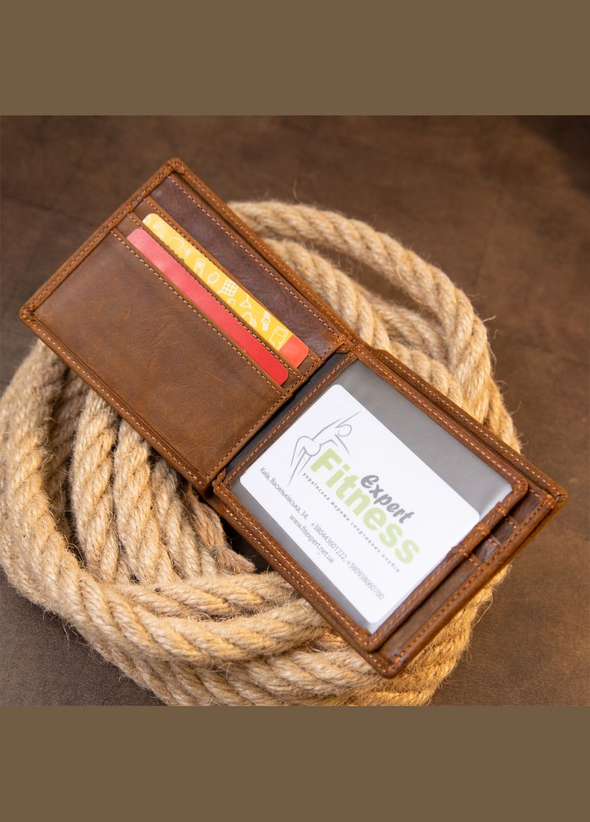 Кожаное портмоне мужское матовое 20421 Коричневое Vintage (306881938)
