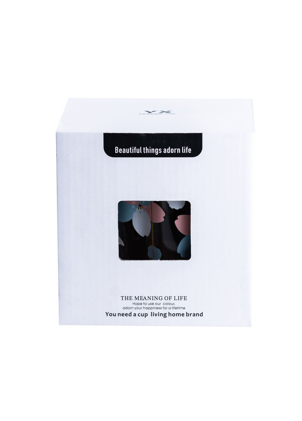 Чашка дитяча з ложкою і кришкою 500 мл Happy Life квітковий принт No Brand HP7213BL (298915490)