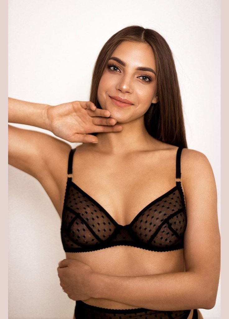 Черный демисезонный прозрачный комплект из сетки - easy erotic (бра + трусики) kari shop atelier черный 75d/xs (111ls-13t-bl) Ova Ova Brand