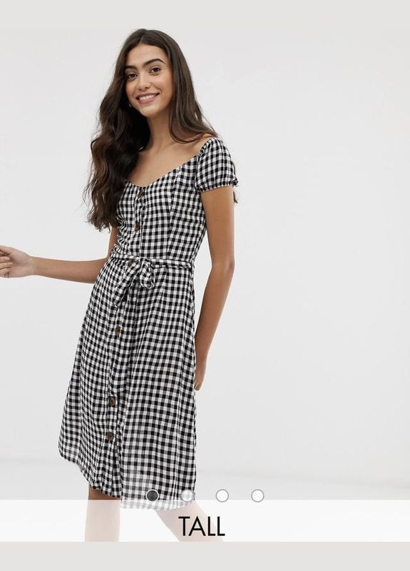 Білий сукня міді у клітинку brave soul tall Asos