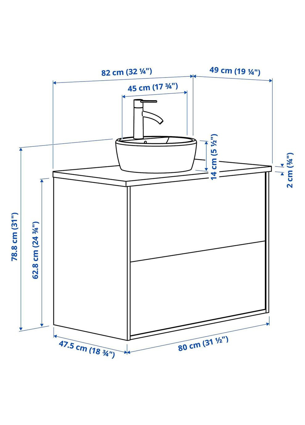 Шафа для мийки з висувними ящиками/мийкою/змішувачем ІКЕА TANNFORSEN / TORNVIKEN 82х49х79 см (s59521418) IKEA (278408325)