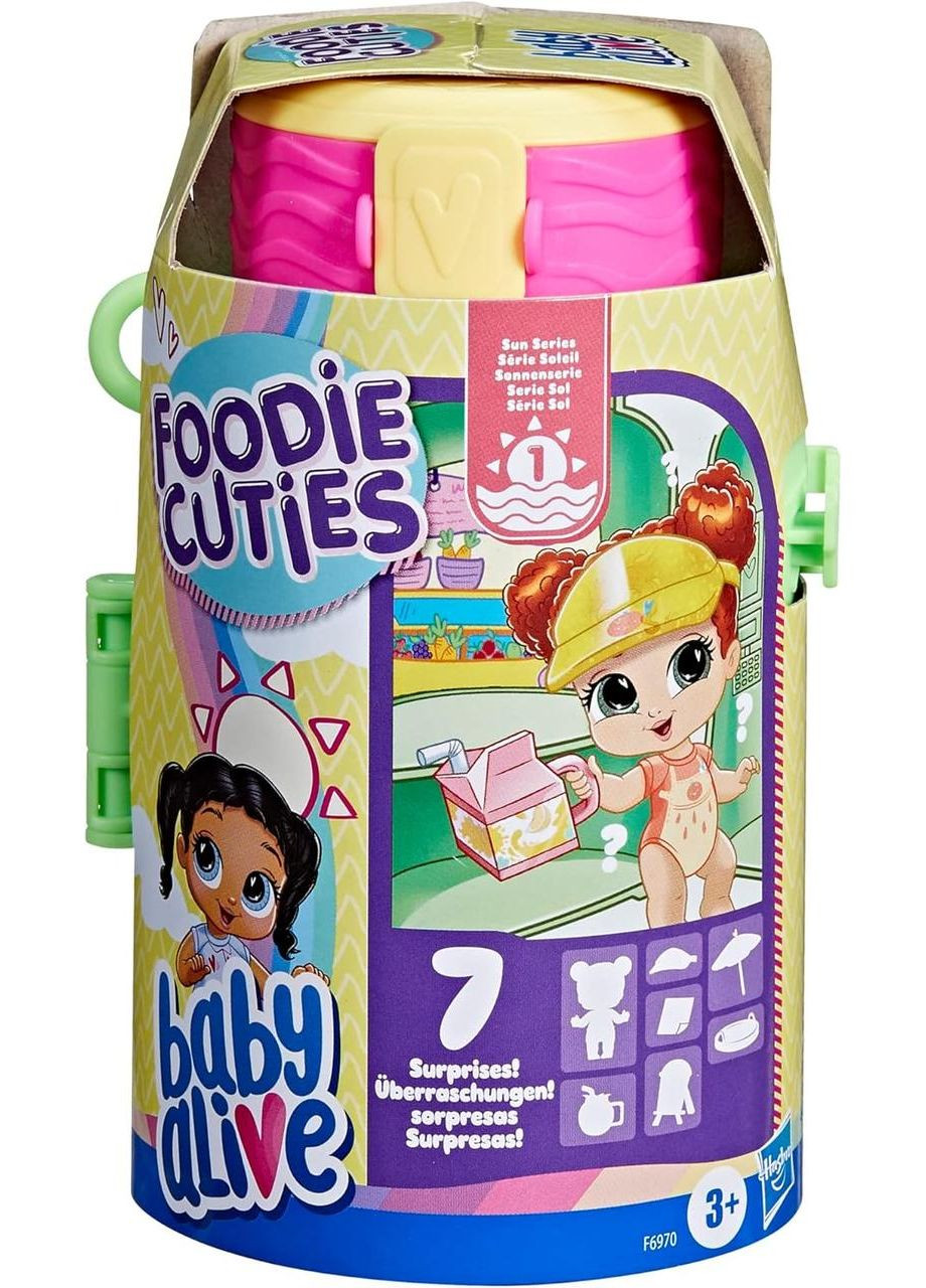 Іграшка-сюрприз пляшечка з лялькою та аксесуарами Baby Alive Foodie Cuties Гурмани-милашки Sun Series 1 Hasbro (338425709)