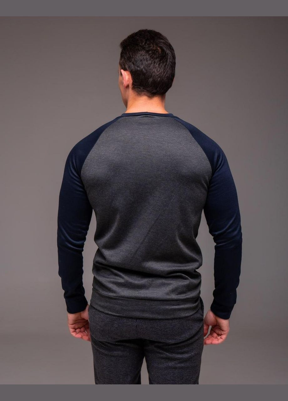 Темно-синий свитшот мужской - по фигуре JUGO однотонный без декора (333155229)