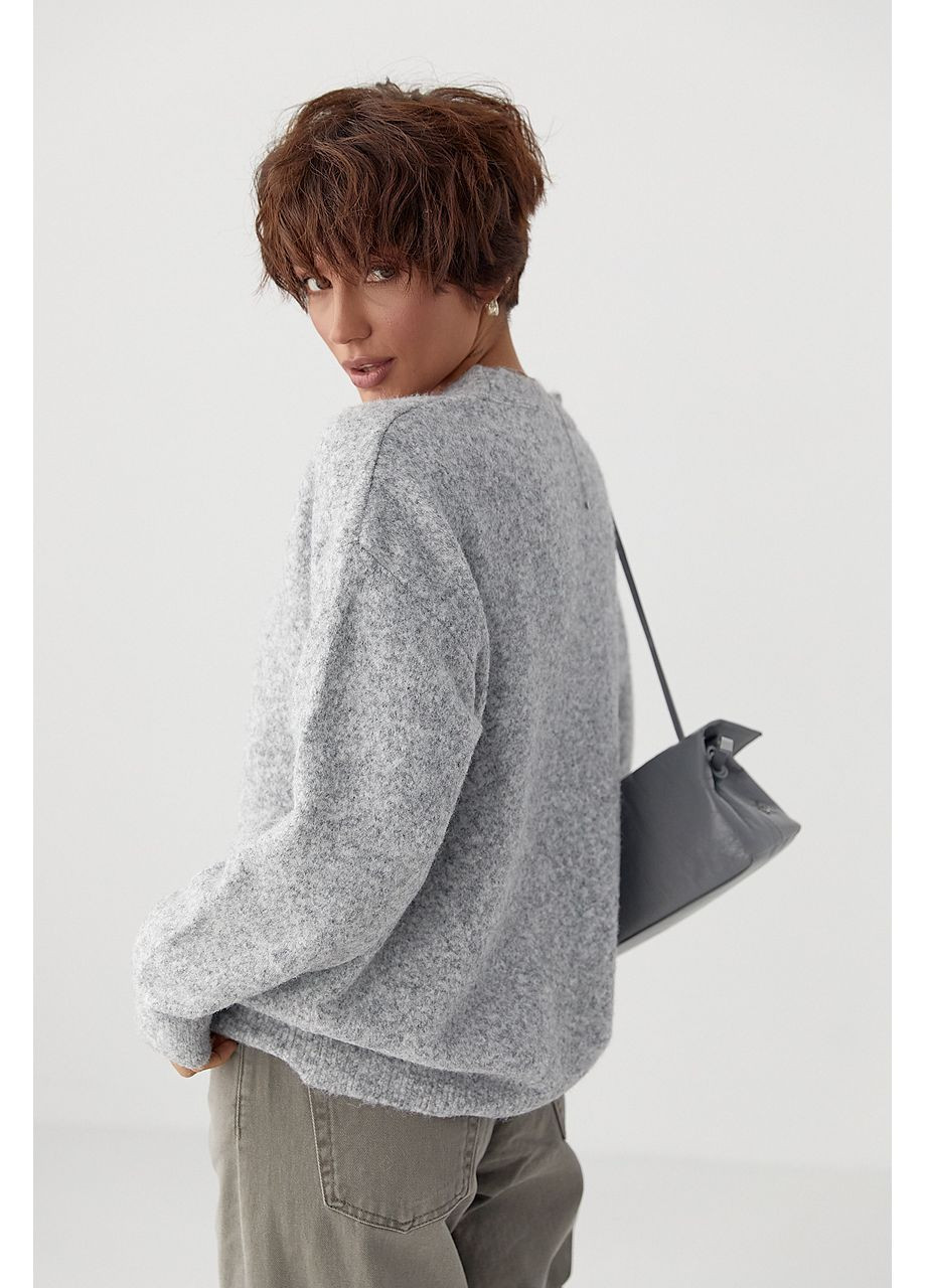 В'язаний вільний кардиган на ґудзиках - сірий колір Lurex (370601882)