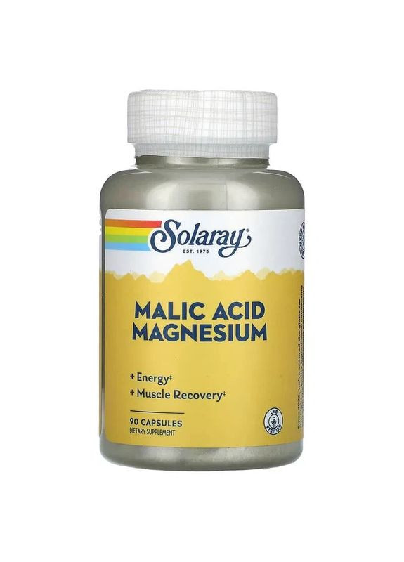 Яблучна кислота та магній, Malic Acid Magnesium,, 90 капсул Solaray (372506272)