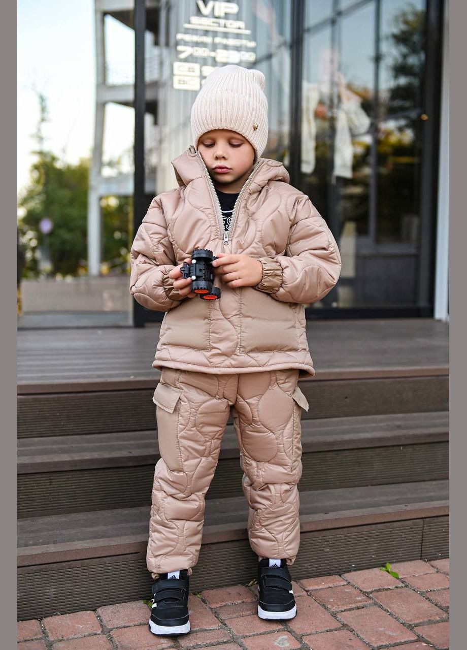 Бежевый зимний костюм зимний двойка popluzhnaya