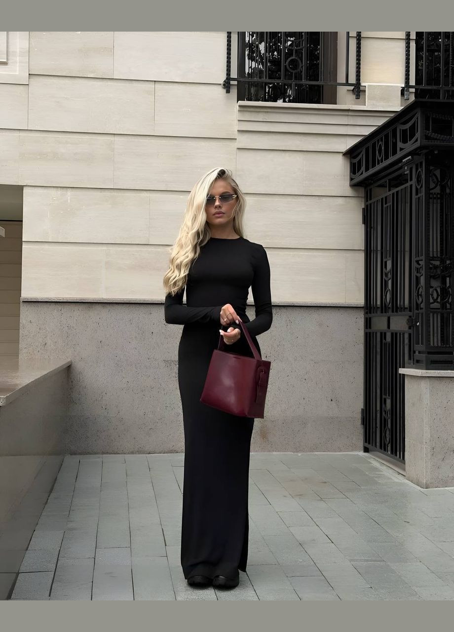 Черное спортивное, повседневный, праздничный, вечернее приталенное женское платье из микродайвинга SAVOY BRAND