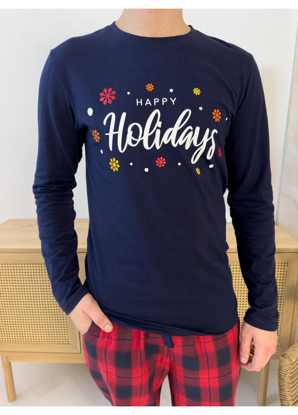 Синий демисезонный повседневный, домашний лонгслив Cosy с надписями