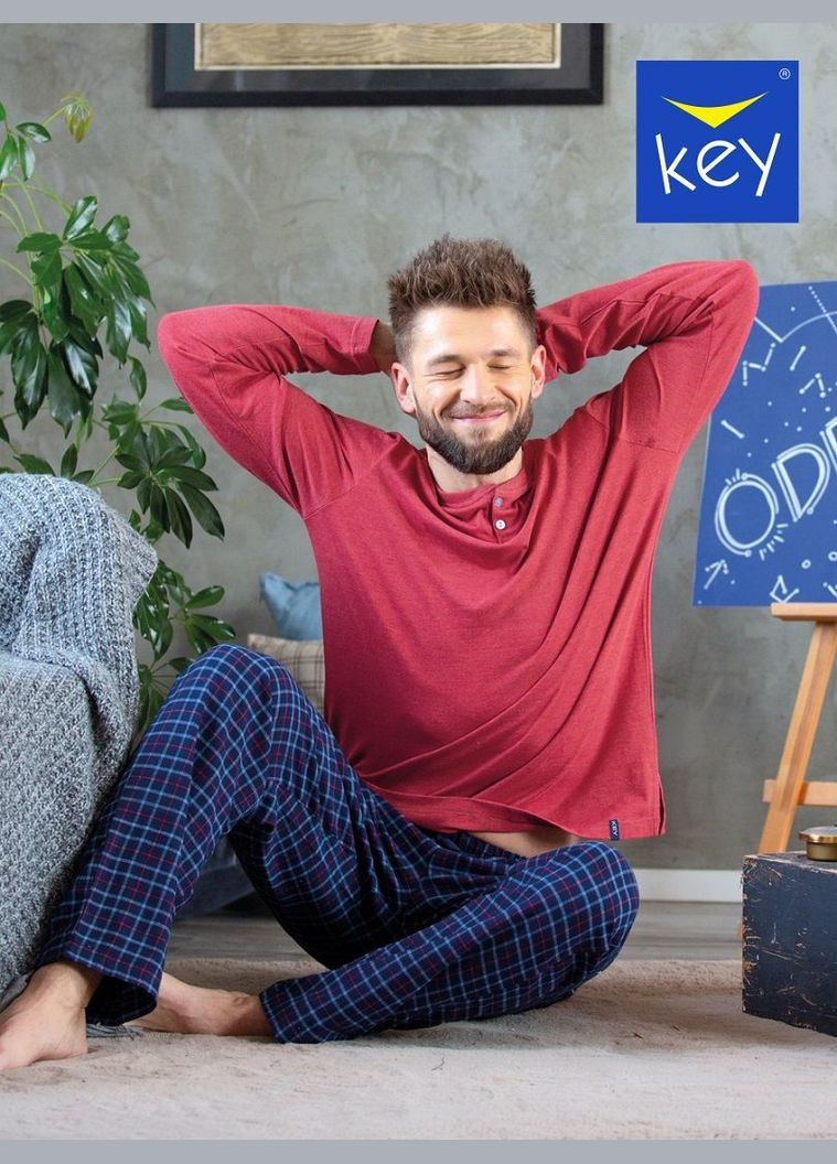 Чоловіча тепла фланелева піжама Key (303106185)