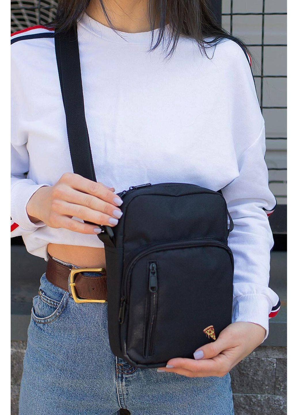 Женская Сумка Мессенджер Барсетка Через Плечо с Принтом Pizza Black Without (360641947)