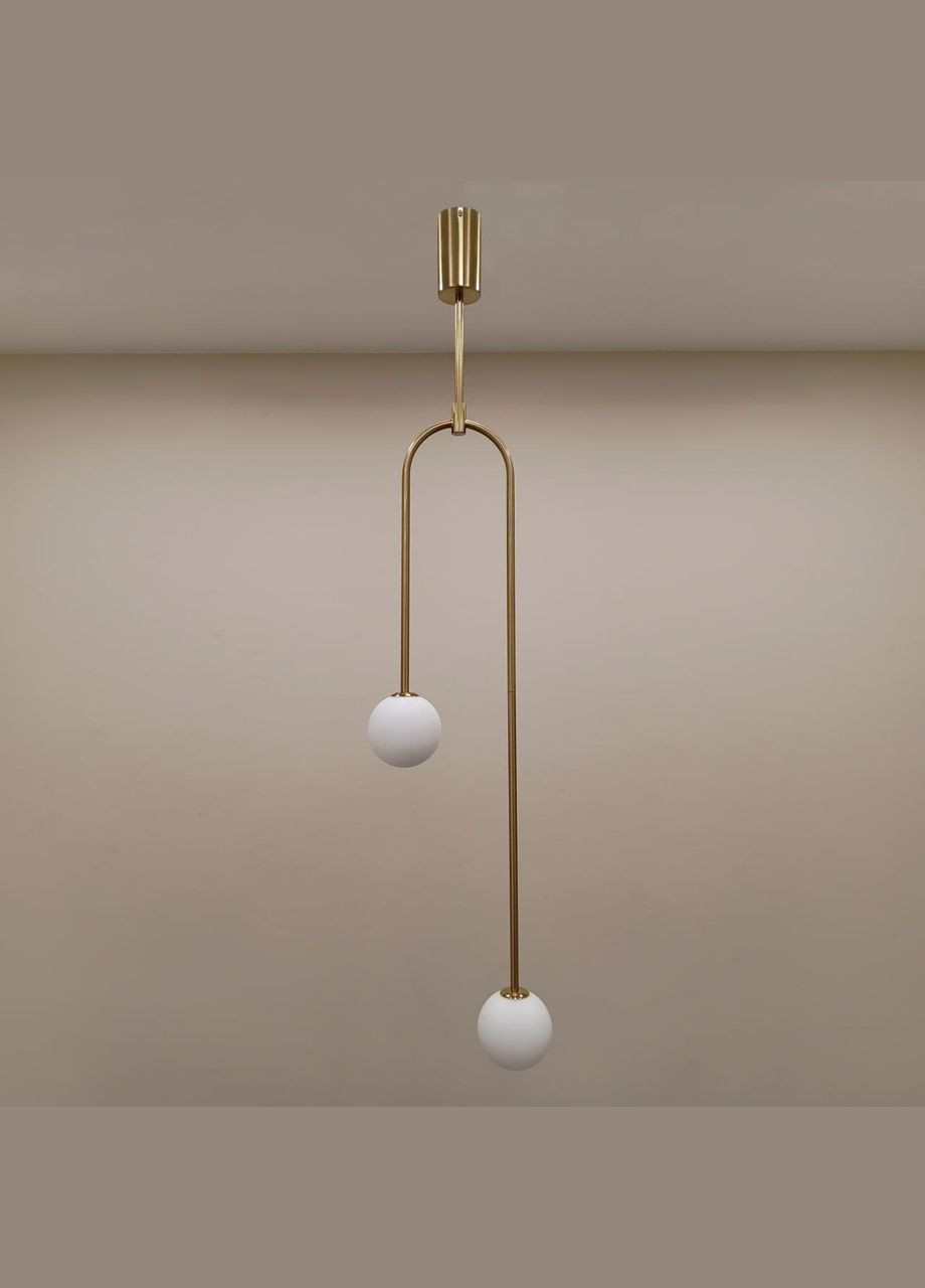 Подвесной современный светильник с двумя белыми шарами (52-9800-2 BRZ+WH) No Brand (370069730)