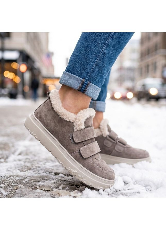 Женские зимние кроссовки из натуральной замши, черные Paradize чёрные зима (372994227)