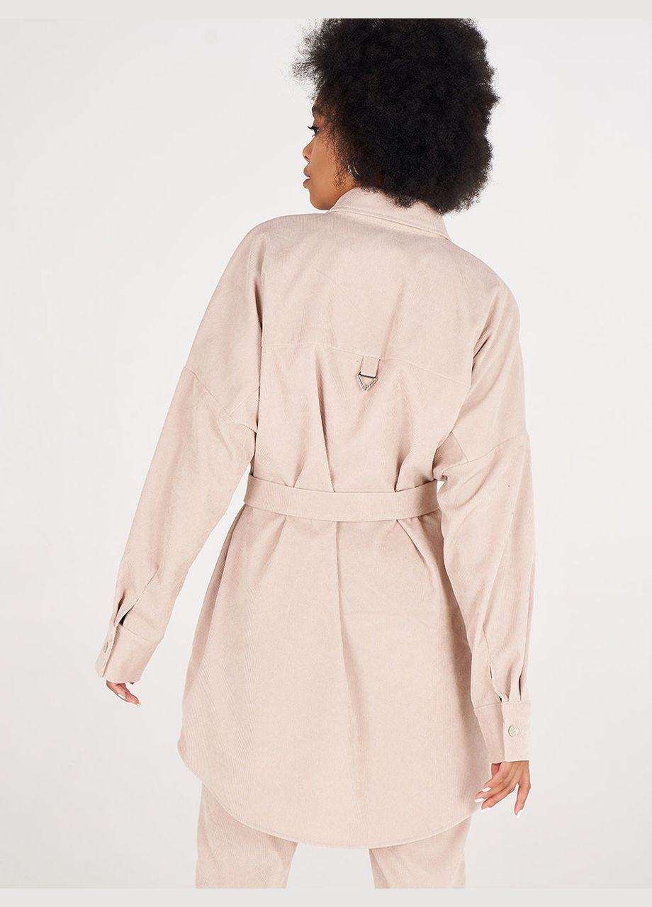 Бежева демісезонна жіноча куртка бежевого кольору з мікровельвету mksh2721-1 Modna KAZKA