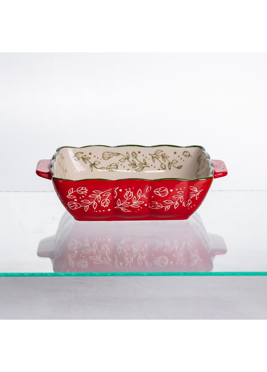 Форма для запекания фарфоровая Vintage квадратная 20х16,5 см красная для мяса и овощей посуда для запекания Yiwu (370432278)