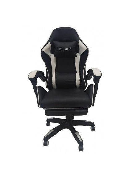 Крісло геймерське B-945 біле з підставкою для ніг Bonro (371993848)
