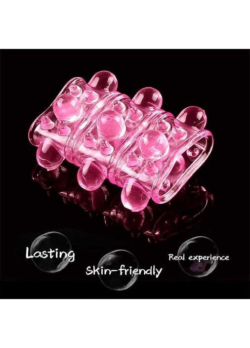 Эластичная рельефная насадка на пенис утолщающая 35 мм TPE розовая No Brand (366665101)