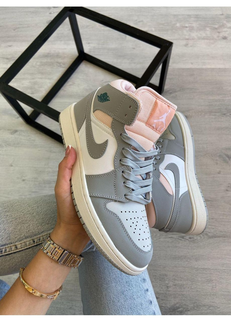 КРОСІВКИ ЖІНОЧІ NIKE AIR JORDAN 1 RETRO HIGH GREY WHITE ORANGE НАЙК АІР ДЖОРДАН No Brand сірі демісезони (368870421)