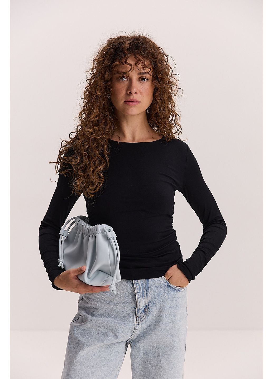 Жіночий лонгслів розовий з драпіруванням Arjen (353306019)