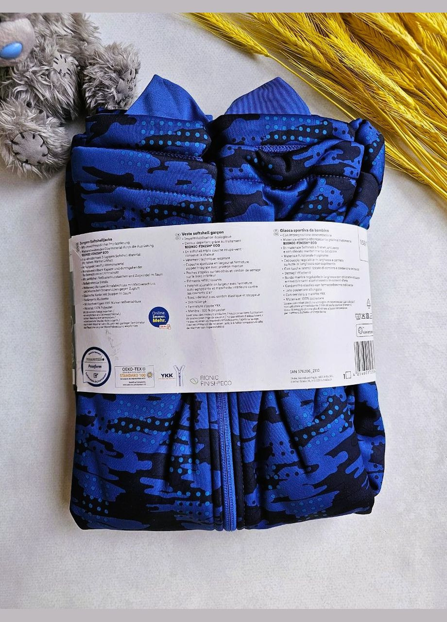 Синяя демисезонная детская куртка софтшел на флисе softshell водонепроницаемая ROCKTRAIL Куртка