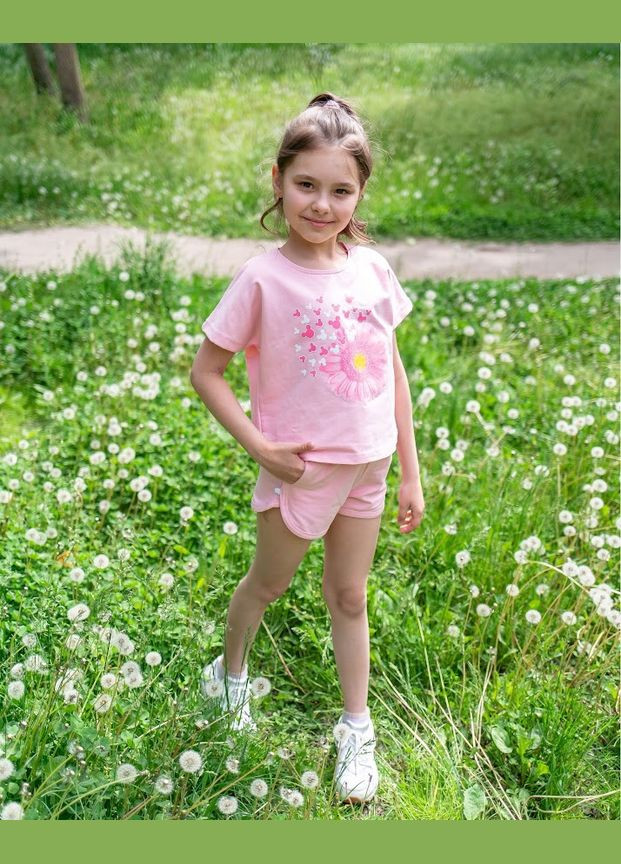 Рожевий літній комплект для дівчинки (футболка+шорти) hc (h001-6243-057-33-1) No Brand