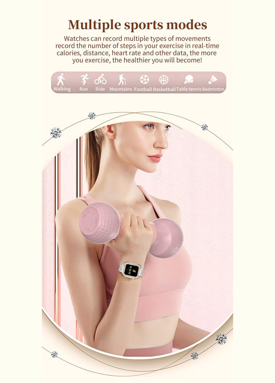 Смарт-годинник жіночий Diamond Elegance Smartwatch з функціями моніторингу здоров'я Lige (331146245)