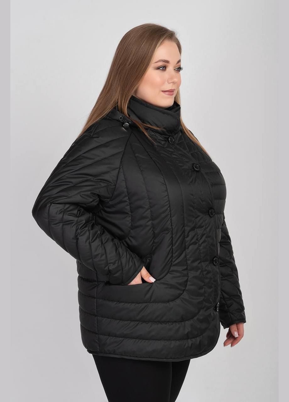 Чорна демісезонна жіноча куртка весняна великого розміру SK