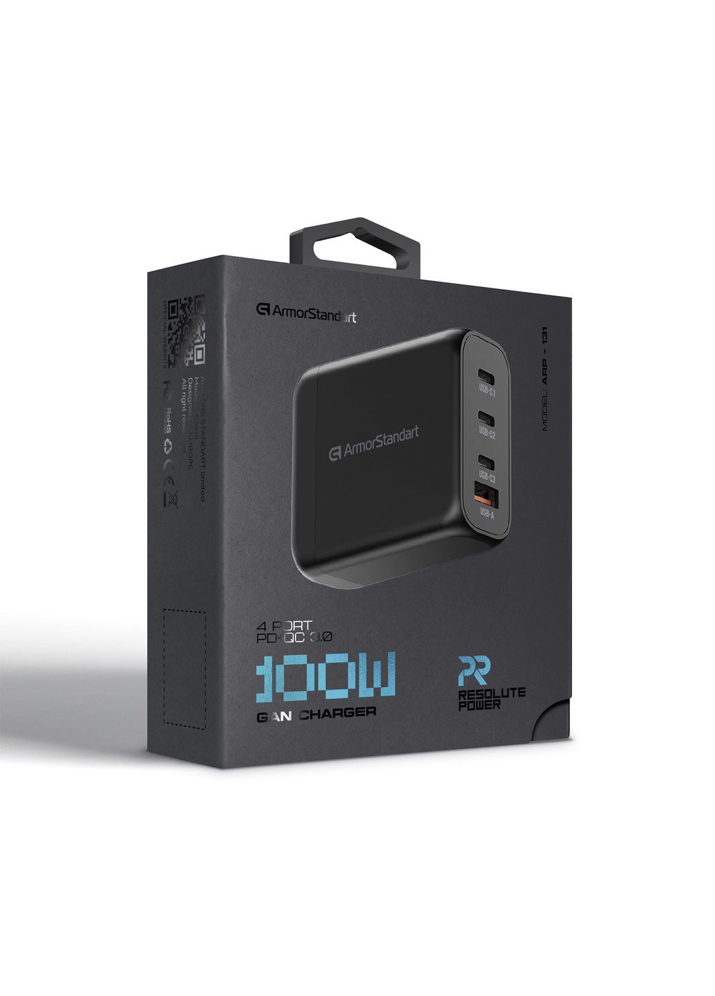 Сетевые зарядные устройства Resolute Power ARP-131 100W GaN Black (ARM70024) ArmorStandart (343049392)
