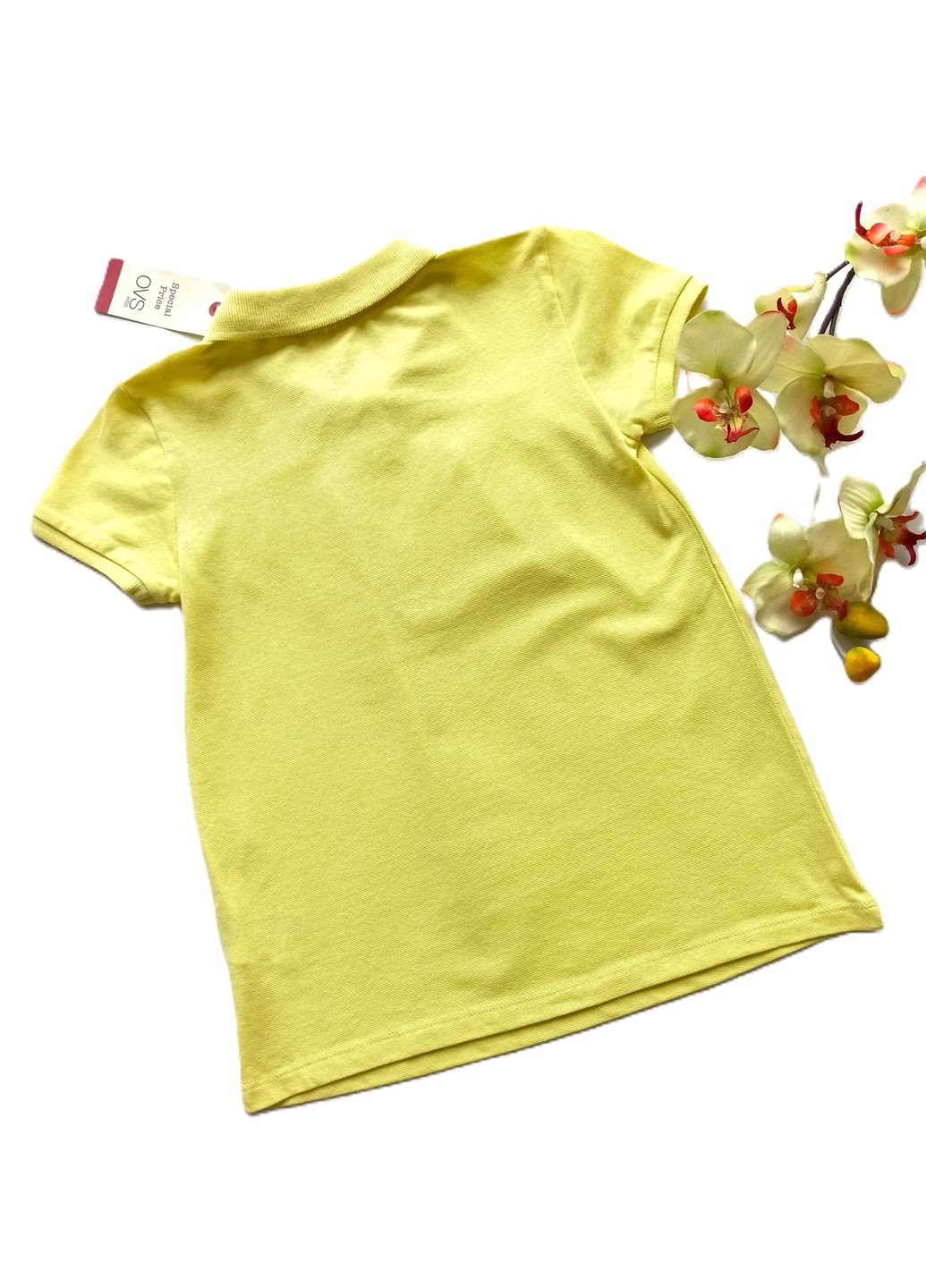 Желтая летняя футболка-поло для девочки желтая OVS