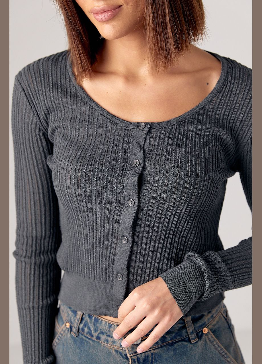 Темно-серый демисезонный кардиган No Brand