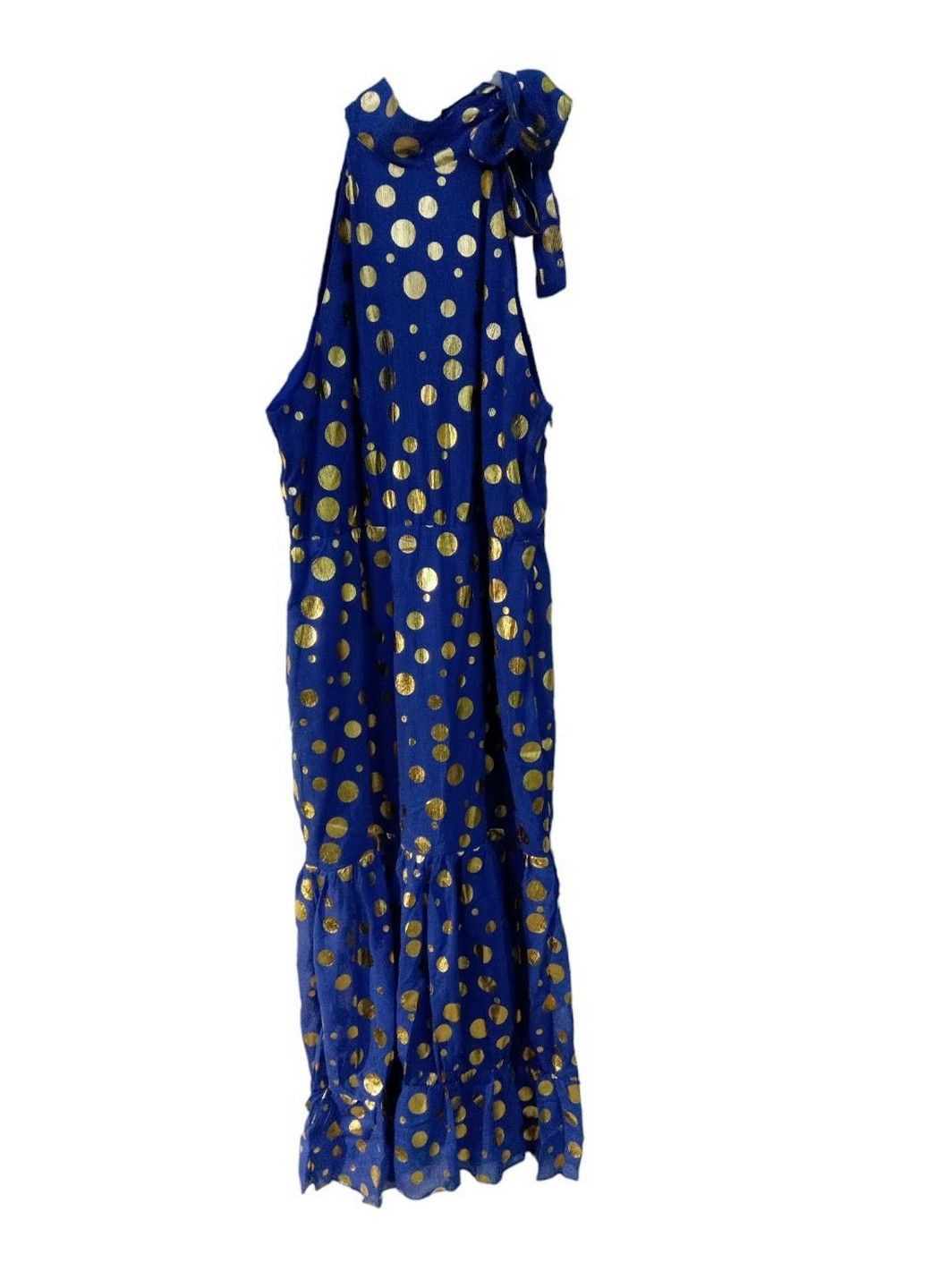 Синее коктейльное платье с микро-дефектом Boohoo в горошек
