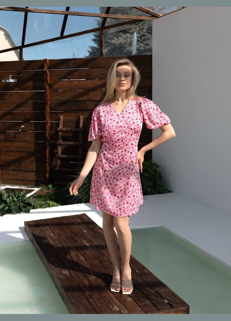 Рожева коктейльна, ділова, повсякденний, кежуал, вечірня жіноча сукня Україна з квітковим принтом