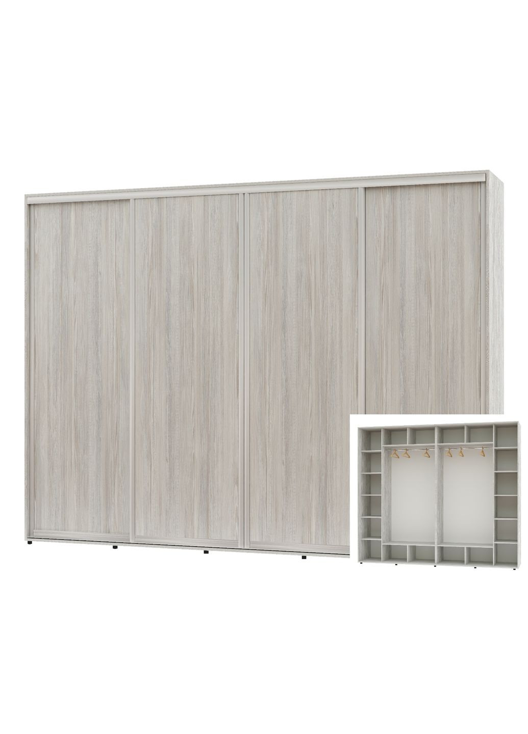 Шафа-купе чотиридверна 330*60*230 Сосна Натті 4 двері ДСП Алекса (360478059)