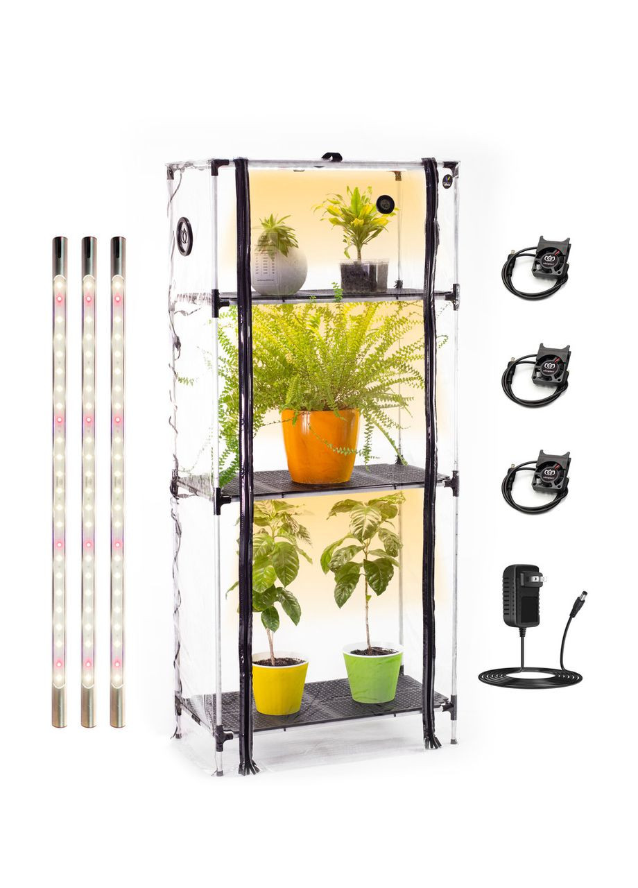 Міні-теплиця з фіто світлом для дому Sezam XL з пластиковою полицею + 3 вентилятора Metaplant (300854271)