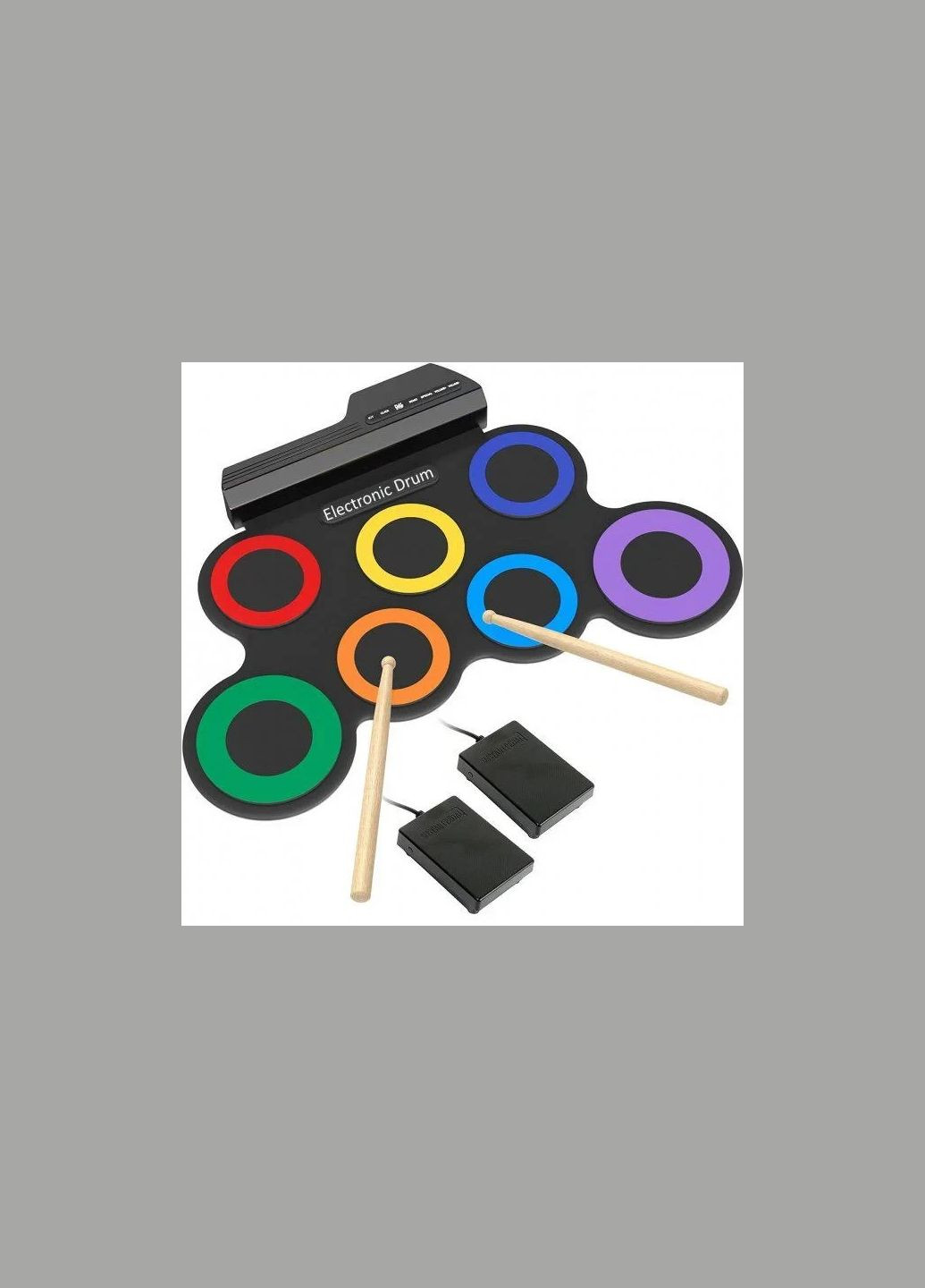 Разноцветная электронная барабанная установка KidsDrum для детей с аксессуарами No Brand (342716996)
