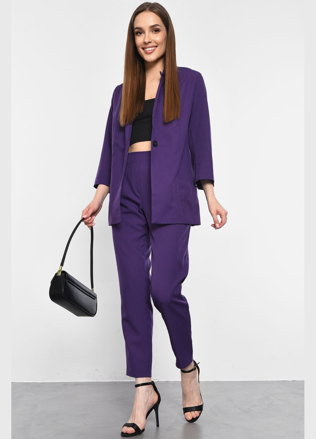 Костюм жіночий брючний фіолетового кольору Let's Shop (292755121)