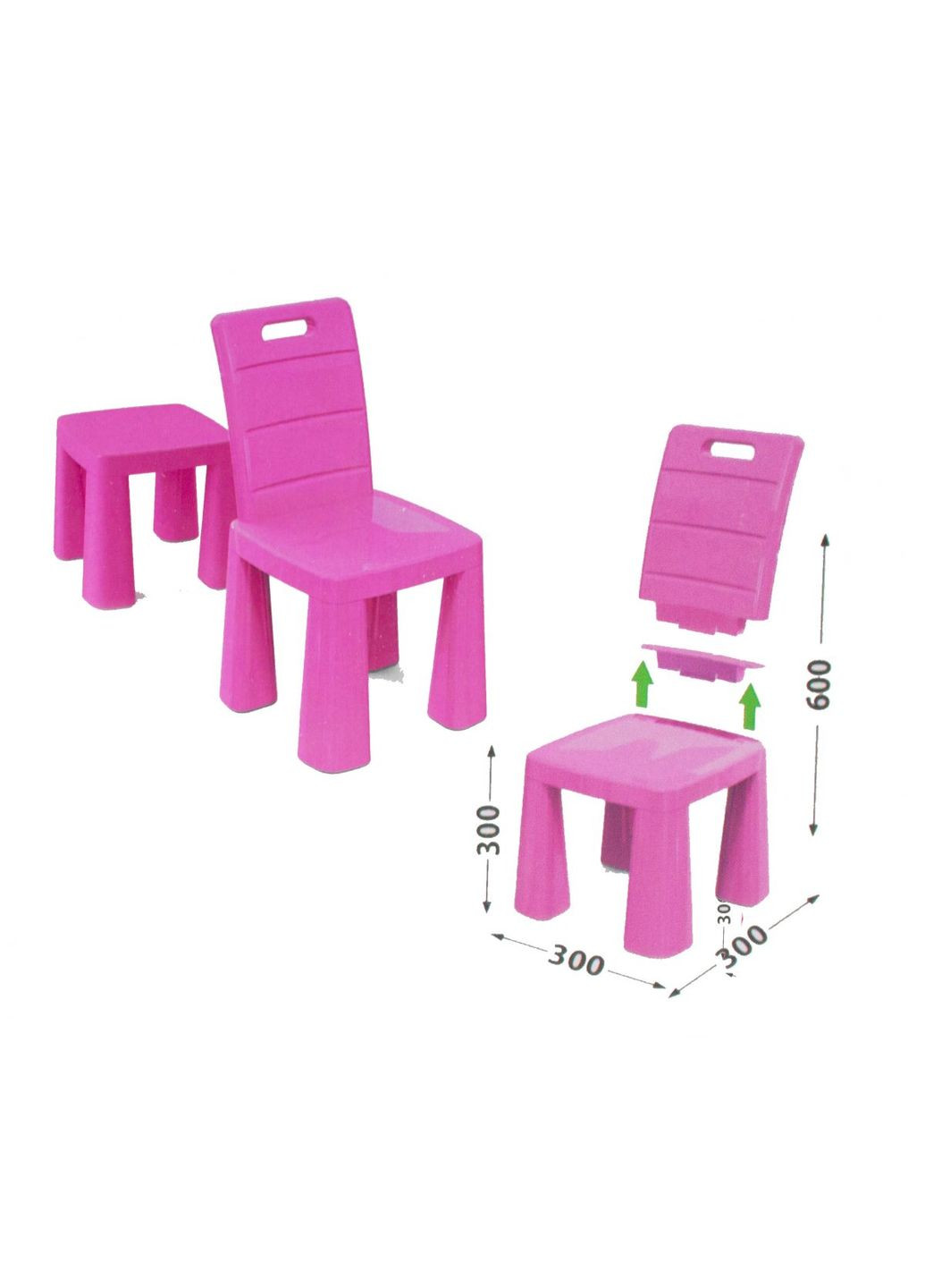 Пластиковый стульчик-табурет (розовый) MIC (290850280)