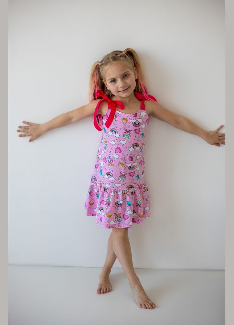 Рожева сукня для дівчаток 05-2783-49 98 см яскравий ментол єдиноріг Авекстекс (331622189)