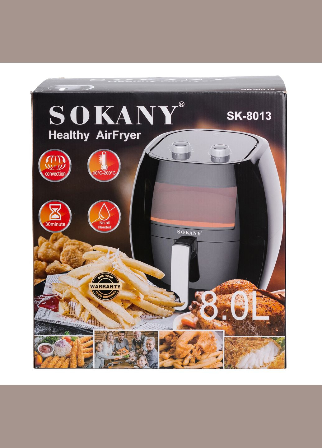 Аэрогриль-фритюрница SK-8013 на 8 л с терморегулятором, черный Sokany (324070507)