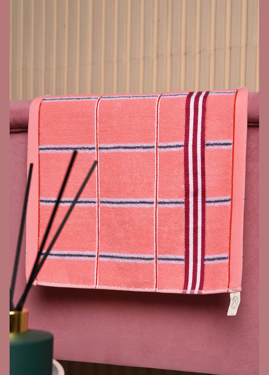 Серветка кухонна махрова рожевого кольору Let's Shop однотонний рожевий