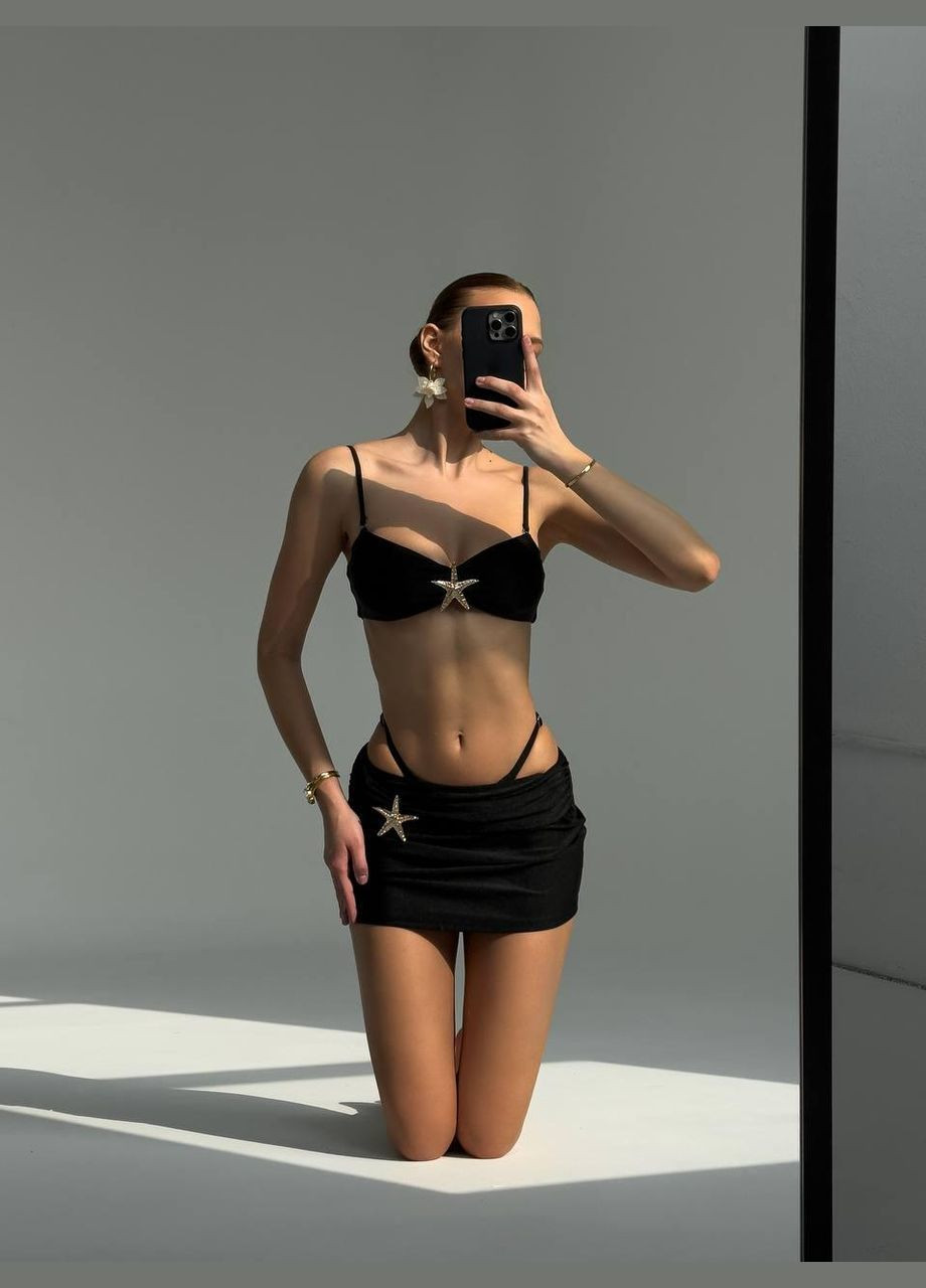 Черный купальник + юбка с морской звездой Luna