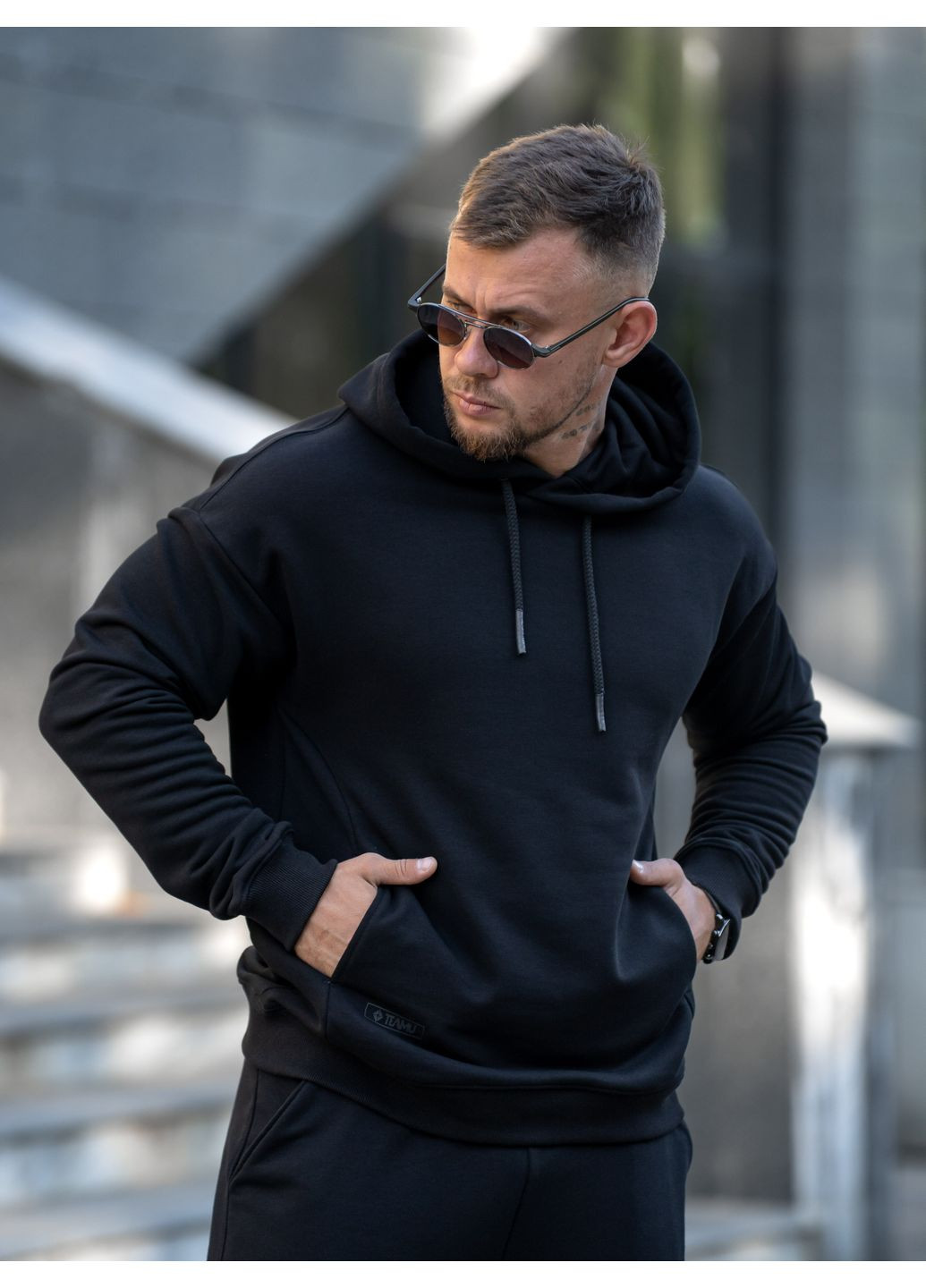 Спортивный костюм мужской демисезонный с худи и спортивными штанами ROVER Черный Teamv (361384842)