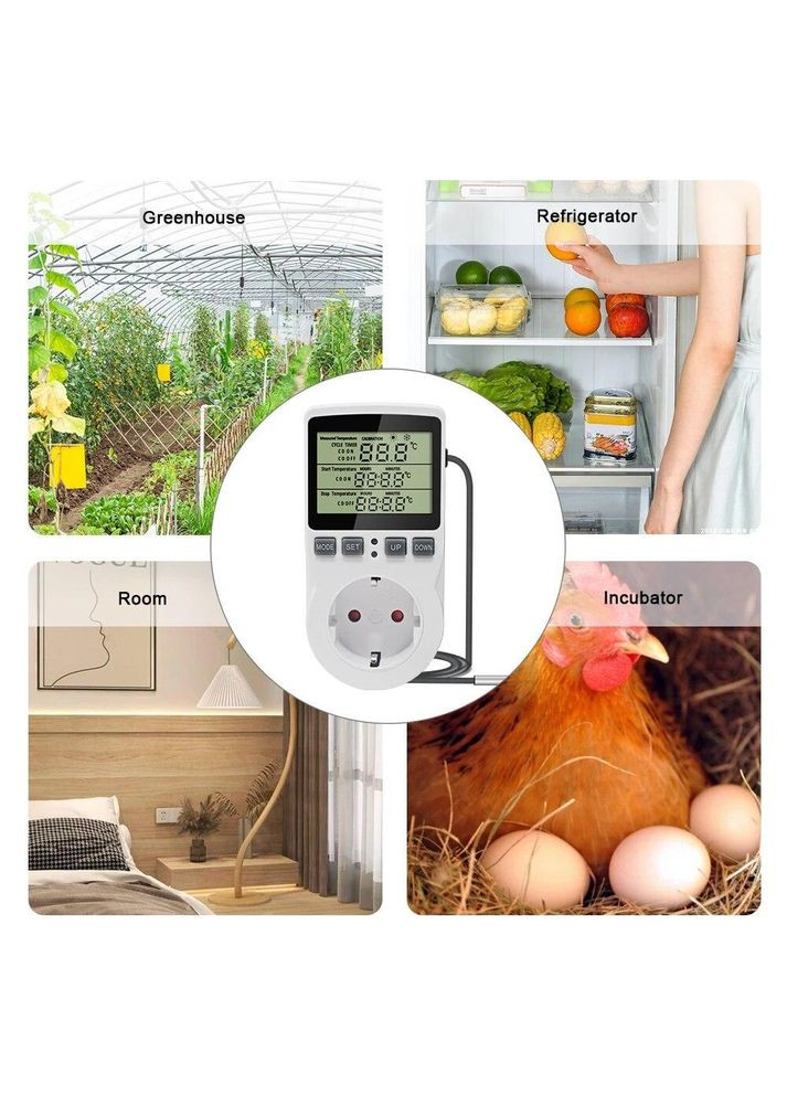 Автоматичний Цифровий терморегулятор (термостат) у розетку з функцією програмування No Brand (301221382)